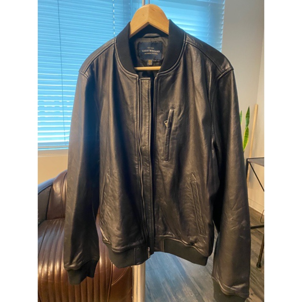 NWT Lucky brand genuine leather bomber jacket